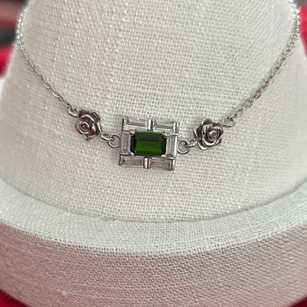 Diopside 925‎ Sterling silver dainty Bracelet